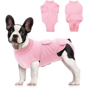 OYX Dog Surgery Recovery Suit, Adjustable Back Dog Onesie for Surgery Female Male, Recovery E-Collar & Cone Alternative Surgical Spay, Breathable Bodysuit Shirt Protect Dog's Prevent Licking, Pink M ((Back:13.4-16.1 in))