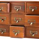 QWORK Desk Drawer Organizer, Wooden Vintage Apothecary Cabinet with 9 Drawers, Home Office & Tea & Dresser Bedroom Organization and Storage, Traditional Apothecary Cabinet (Brown)