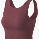 Workout Crop Tank Tops for Women Solid Comfort Sleeveless Shirts for Casual Sports Fitness Yoga Reversible Ribbed Tops M