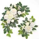 Wedding Decor (Pack of 2) Welcome Sign Flower Backdrop Garland for Ceremony Reception Wall Easel Home Decoration Entryway Faux Outdoor Board Head Table Decor (White)