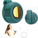Portable silent mini bladeless fan 3-speed clip-on fan 360 rotatable, suitable for outdoor, travel and office use, travel accessory (Green)