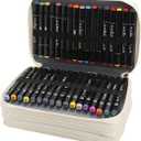 Marker Pen Organizer Case 102 Slots Large Capacity with Handy Wrap Portable Multilayer Holder for Watercolor Pencils & Gel Pen Markers
