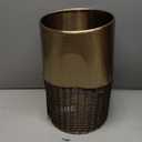 happimess HPM1102A Asher Modern 4.13-Gallon 2-Tone Faux Wicker/Metal Cylinder Waste Basket, Bronze/Coffee for Home, Bathroom, Living Room, Office, Bedroom, Kitchen