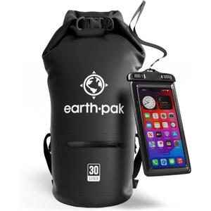 Earth Pak Waterproof Dry Bag with Zippered Pocket - Waterproof Dry Bag Backpack Keeps Gear Dry (30L, Black) Earth Pak Waterproof Dry Bag with Zippered Pocket - Waterproof Dry Bag Backpack Keeps Gear Dry (30L, Black)