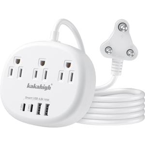 South Africa Plug Adapter, Type M Adapter for South Africa with 3 American Outlets 4 USB Ports (2 USB-C) Total 24W, Type M Plug Adapter for USA to South Africa Botswana Namibia Nepal Bhutan
