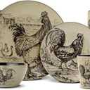 Pfaltzgraff Homespun Rooster 16-Piece Dinnerware Set, Service for 4 Brown