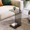 Side Table,C Shaped End Table, Acrylic Sofa Side Table, Bedside Table for Bedroom Small Simple Modern Coffee Table Suitable for Living Room (Smoke Gray), 11.81" x 25.59" x 11.81"