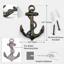 Nautical Anchor Hooks Antique Bronze Cast Iron Decorative Wall Hook, Treasures of The Caribbean Islands 1 Pack