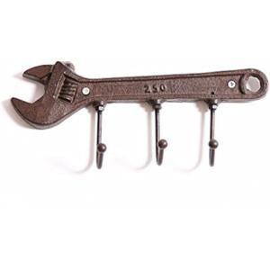 Wrench Spanner Shape Vintage Key Rack Holder Hooks Cast Iron Decorative Wall Mounted Man Cave Garage Tool Holder Coat Hat Hooks Rack Hanger