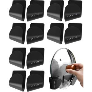 Tendiren Pot Lid Organizer, 6 Pairs of Adjustable Wall Mount Pot Lid Holder Cabinet Door, Pot and Pan Hangers for Kitchen Wall Mount, Cabinet Door Lid Organizer, Save More Space (Black)