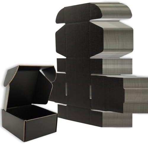 Lmuze 4x4x2 inches Small Shipping Boxes Set of 100 - Black Mailer Corrugated Cardboard Boxes for Shipping Packaging Mailing Products