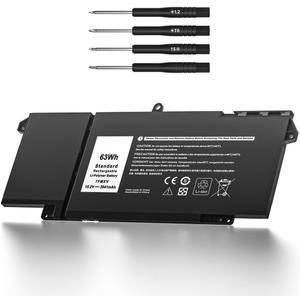 Burflo 63Wh 7FMXV Replacement Laptop Battery for Dell Latitude 7320 7420 7520 5320 Series, Compatible with P133G P134G P135G P136G P138G P139G P110F 9JM71 4M1JN 1PP63 TN2GY,15.2V 3941mAh