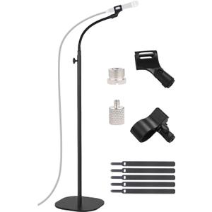 Microphone Stand, Gooseneck Mic Stand Floor for Singing Height Adjustable from 36" to 66" with Heavy Duty Base for Samson Q2U Fifine AM8 Blue Yeti Elgato AT2020 AT2040