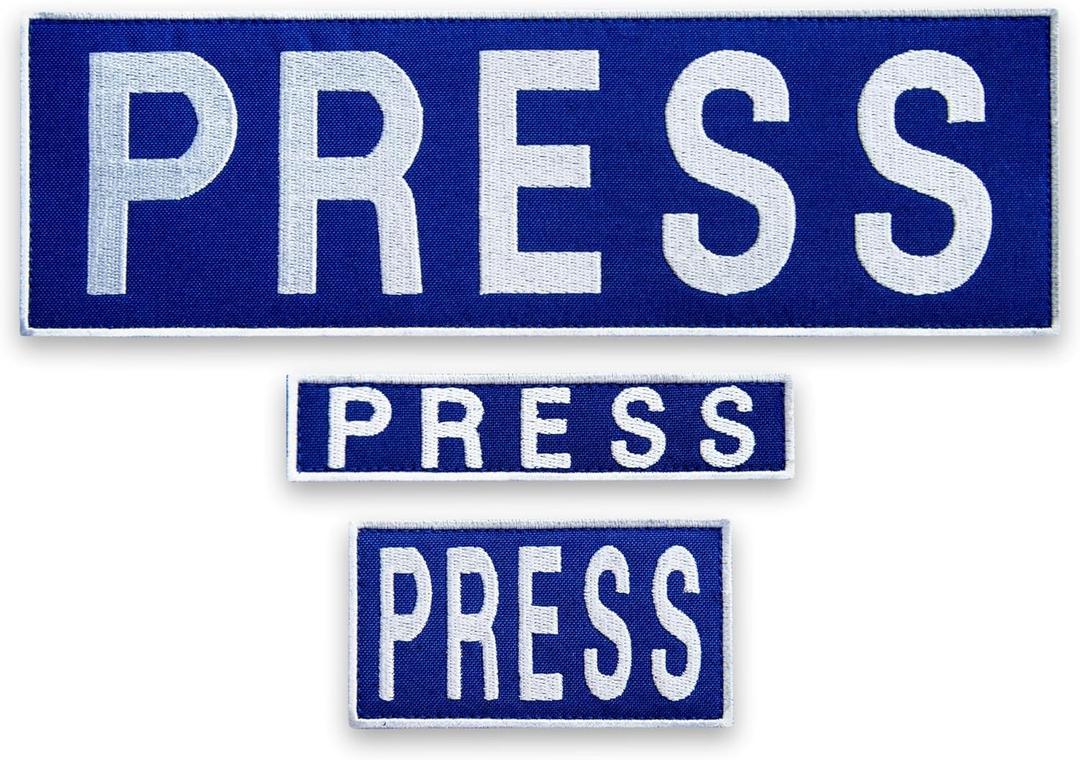 3-Pack Press Patch Embroidered Patches for Press Vest Photographer Body Armor Vest Tactical Backpack Military Helmet Badge Blue 3.2x9.8 in 1x4.5 in 2x3.5 in