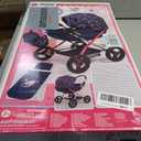 Bayer Doll Pram Stroller & Accessories Set, 18 Inch Doll, Blue, Pink Hearts, Includes Blanket & Shoulder Bag, Foldable