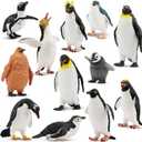 Toymany 12PCS Realistic Penguin Figurines, Plastic Polar Antarctic Animal Figures Set with Penguin Cub, Easter Eggs Cake Toppers Christmas Birthday Gift for Kids Toddlers