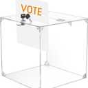 MaxGear Acrylic Donation Box with Lock 1 Pack, 11.8"x11.8"x11.8" Large Ballot Suggestion Box, Square Case for Fundraising, Donations