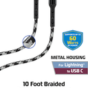 ZGear 10 Foot Braided Sync & Charge Cable - Black/White