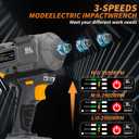 JEXUGK 1500Nm Impact Wrench, 1/2" 1107ft-lbs Cordless Impact Gun with 2 x 4.0Ah Battery, 21V High Torque Power Impact Driver with 6 Sockets,Pistola Llave De Impacto for Truck RV Car Heavy Construction