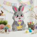 ZRUNBO Easter Bunny Egg Piñata Set with Blindfold and Stick, Funny Cute Bunny Favors for Birthday Party, Kids Piñata Easter Party Decorations