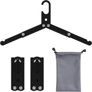 Aluminum Foldable Travel Hangers 3-Pack  Lightweight & Durable with Gift Box, Windproof Hook  Compact Design for Outdoor, Cruise, Home (Black)