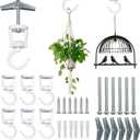 ONIKK Ceiling Hooks for Hanging Plants, Heavy Duty Metal Plant Hooks for Ceilings, Screw-in Hooks for Hanging Birdfeeders, Lamps, Planters, Outdoor Decorative Hooks up to 33 lbs. (6, White)