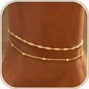 2/3 PCS Gold Anklets for Women Waterproof Cuban Link Anklet Beaded Bracelets Stackable Bracelets 14K Gold Plated Custom Jewelry Gifts Non Tarnish Lightweight