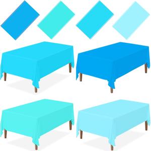 4 Pack Blue Plastic Tablecloth, Ocean Themed Party Tablecloth Disposable Under The Sea Tablecloths Table Covers for Ocean Pool Baby Shower Birthday Party Decorations (54 X 108 Inch ）