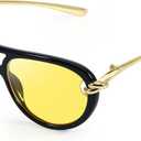 Oversized Aviator Sunglasses for Women with Gold Temples Trendy Large Big Double Bridge 2026 Designer Ladies Shades