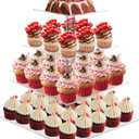 Cupcake Stand, 4 Tier Cupcake Stands for 52 Cupcakes, Square Acrylic Dessert Table Display, Clear Cupcake Tower Holder Display for Birthday, Wedding, Baby Shower, Party