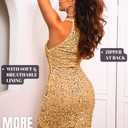 Kaei&Shi Velvet Sequin Dress,Sparkly Halter Mini Dresses for Women,Homecoming Cocktail Party Sexy Outfit (Gold, L)