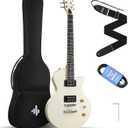 Donner DSC-128 Electric Guitar, 39" Solid Body Beginner Full Size Kit with Bag, Strap & Cable, White