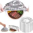 Reusable Aluminum Foil Food Covers, 50 Pcs Heat-Retaining Elastic Bowl Lids, Thickened Insulation Cover for Meal Prep, BBQ, Sandwich Wrap & Leftover Storage – Oil-Resistant & Stretchable