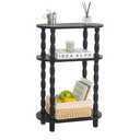 MaxSmeo Small Narrow Side Table, 3-Tier Narrow End Table with Storage, Skinny Side Table Nightstand for Small Spaces, Bedrooms, Living Room (Black)
