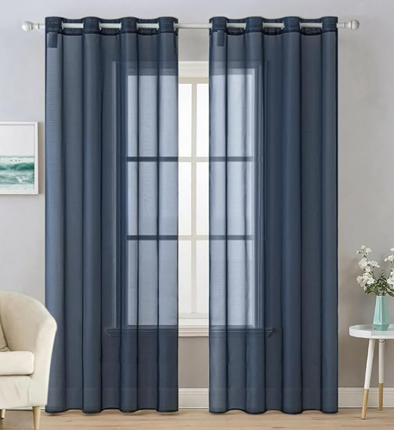 MIULEE Solid Color Sheer Curtains 54 Inches Long 2 Panels Set - Elegant Lightweight Grommet Light Filtering Window Voile Panels/Drapes/Treatment for Bedroom Living Room W42 x L54 Inch, White