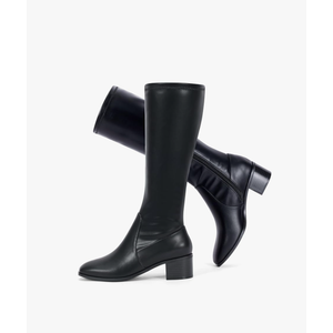 Elisabet Tang Knee High Boots for Women 2 inch Chunky Low Heel Boots Square Toe Side Zipper Fall Winter Comfort Boots, Size 8.5