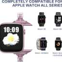 Fitlink Stainless Steel Apple Watch Band for Women, Bling Apple Watch Bands 38mm 40mm 41mm 42mm 44mm 45mm for Apple Watch Series 7 Apple Watch Series 6 Apple Watch SE Apple Watch 3 4 5 (Pink)