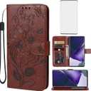 for Galaxy S22 Ultra Case, Samsung S22 Ultra 5G S908U Wallet Case with Tempered Glass Screen Protector, Leather Flip Credit Card Holder Stand Phone Cover for Samsung Galaxy S22 Ultra 5G Brown