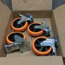 W B D WEIBIDA 5 inch Caster Wheel for Cart, 360 Degree Heavy Duty Top Plate Casters Set of 4 Industrial Casters with Brake Polyurethane Wheels for Cart, Trolleys, Furniture, Equipment