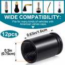 12PCS Bullet Valve Stem Caps, Black Universal Aluminum Alloy Tire Valve Covers Replacement Dustproof for Motorcycle Trucks Cars SUV Bike