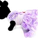 SMALLLEE_LUCKY_STORE Pet Small Dog Puppy Cat Clothes Coat Wedding Costume Satin Rose Formal Dress Tutu Purple Violet S