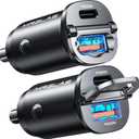 MRGLAS [2-Pack] 125W USB C Car Charger, Mini Metal USB C Car Adapter Fast Charging PD65W & QC60W Dual Port Type C Cigarette Lighter USB Charger for iPhone 16 15 14 Pro Max iPad Samsung MacBook
