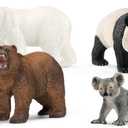 Schleich Wild Life - 4 PC Bear Figure Toy Playset - Realistic Panda, Koala, Grizzly and Polar Bear Figurine for Kids and Toddlers - Educational Animal Toys for Boys and Girls Ages 3+ - 77589