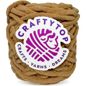 Super Bulky Chenille Yarn #6 for Crocheting & Knitting Soft, Chunky, Fluffy Yarn Ideal for Baby Blankets, Plush Toys, Amigurumi, DIY Crafts, Cozy Accessories (Sand Castle)