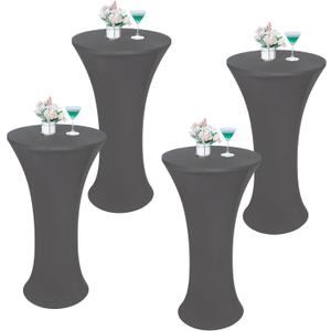 Wolkemer 4PCS 24x43 Inch Grey Round Cocktail Tablecloth Fitted Highboy Stretch Cocktail Table Cover for Banquet Bar Party Pub Wedding Indoor Outdoor Wolkemer 4PCS 24x43 Inch Grey Round Cocktail Tablecloth Fitted Highboy Stretch Cocktail Table Cover for Banquet Bar Party Pub Wedding Indoor Outdoor