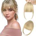 Flufymooz Clip in Bangs 100% Human Hair, Bangs Hair Clip Extensions, Clip on Bangs Wispy Bangs French Bangs Fringe with Temples Hairpieces for Women, Fake bangs for Daily Wear(Wispy Bangs Ash Blonde)