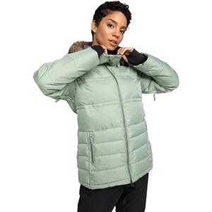 Roxy Women's Quinn 10K Waterproof Insulated Snow Jacket‚ÄìQuilted Ski-Snowboard Puffer-Removable Faux Fur Hood, Lily, X-Large