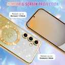 Bonoma Compatible with Samsung Galaxy S24 Fe Case Support for MagSafe, Plating Heart Glitter Magnetic Case TPU Camera Protection Back Cover for Phone Case -Gold