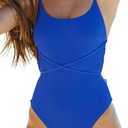 Women's Sexy Bathing Suits Criss Tie Backless High Cut One Piece Swimwear, Size L