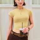 LAMISSCHE Cropped T Shirts for Women Cap Sleeve Tops Fitted Shirts